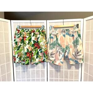 Shore Brand Tidewater Hybrid 2 Shorts Bundle M Tropical Beach Resort Coastal USA